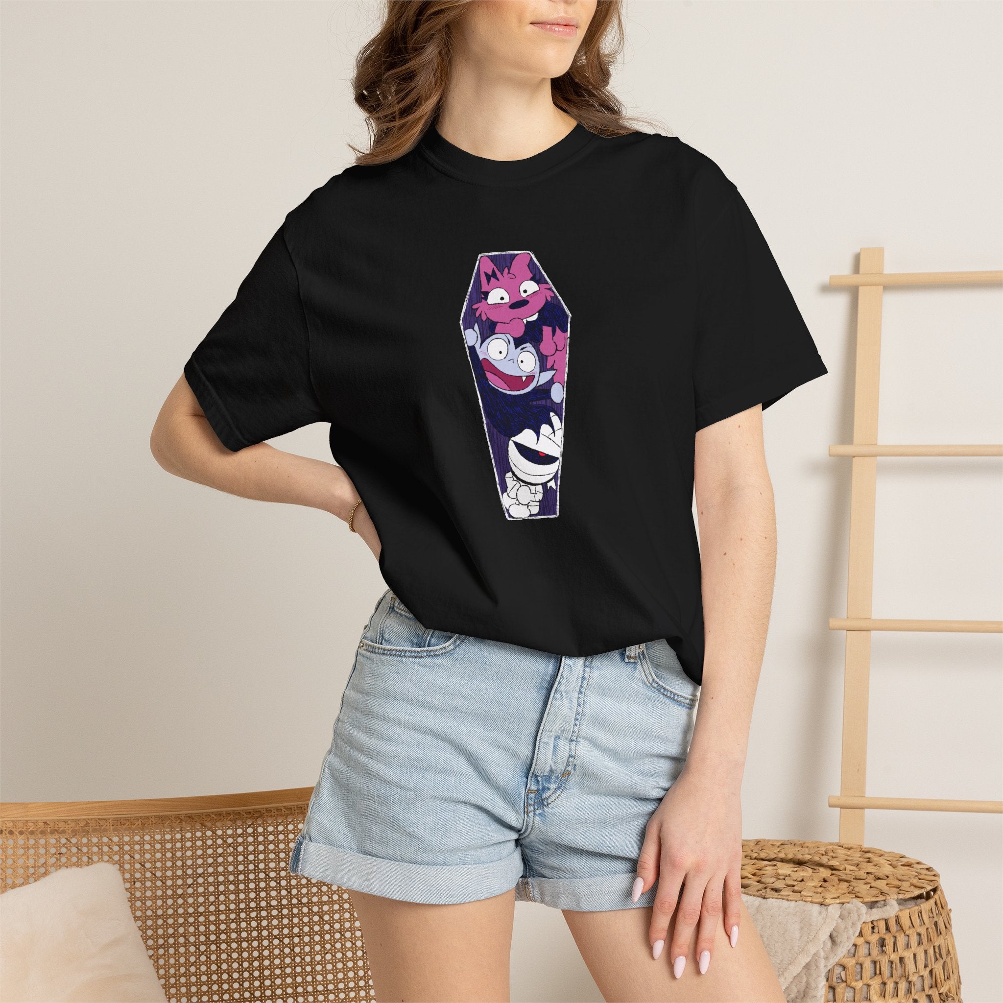 The Bat Pack Character Coffin Adult Unisex Tee