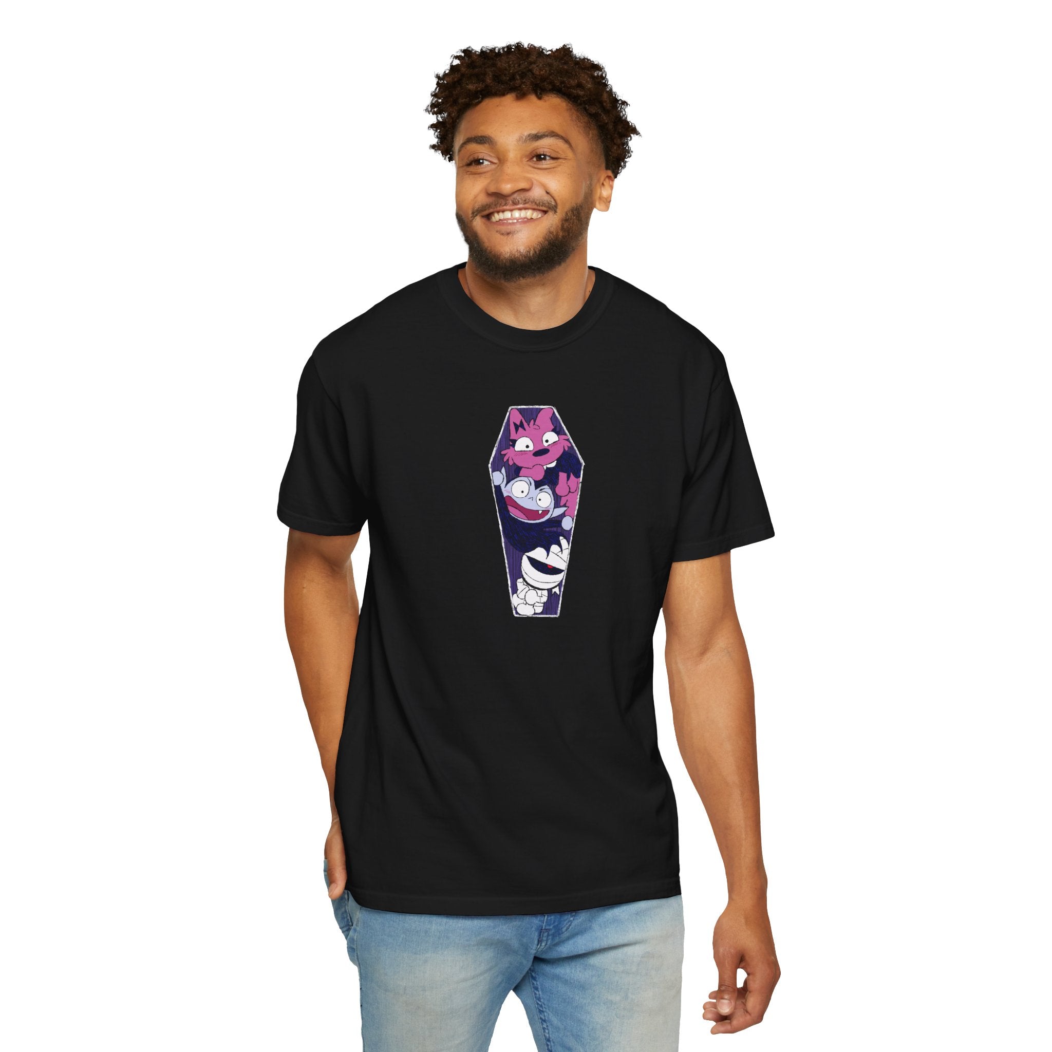 The Bat Pack Character Coffin Adult Unisex Tee
